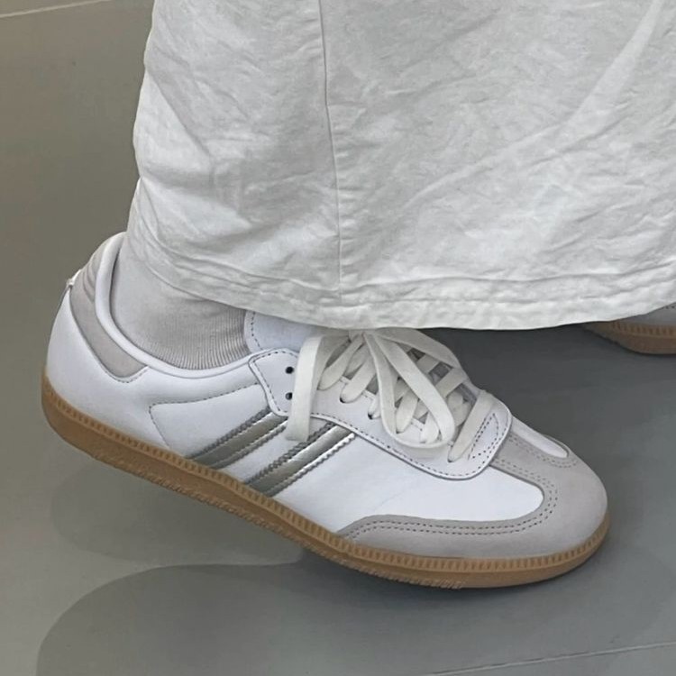 New Sam Og "White Sier Metallic" Comfortable and Versatile Thin-Soled Casual Sneakers