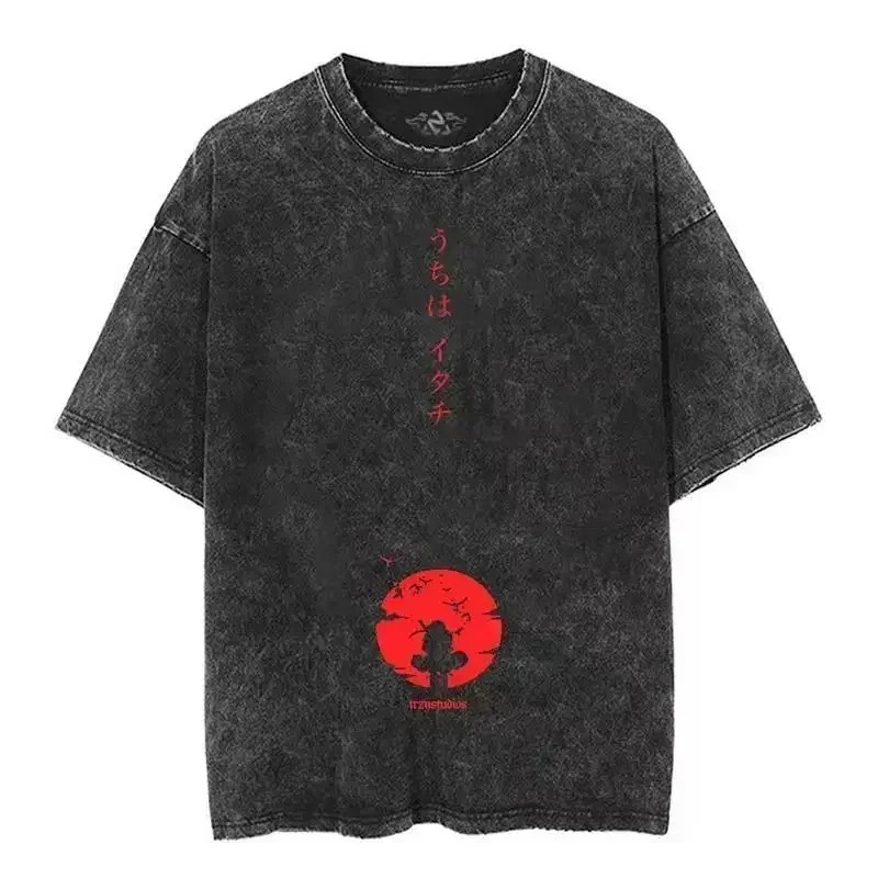 T-Shirt Station Quality Women's Men's Foreign Trade New Retro Oversized Japanese Print 2025 Independent Naruto Anime