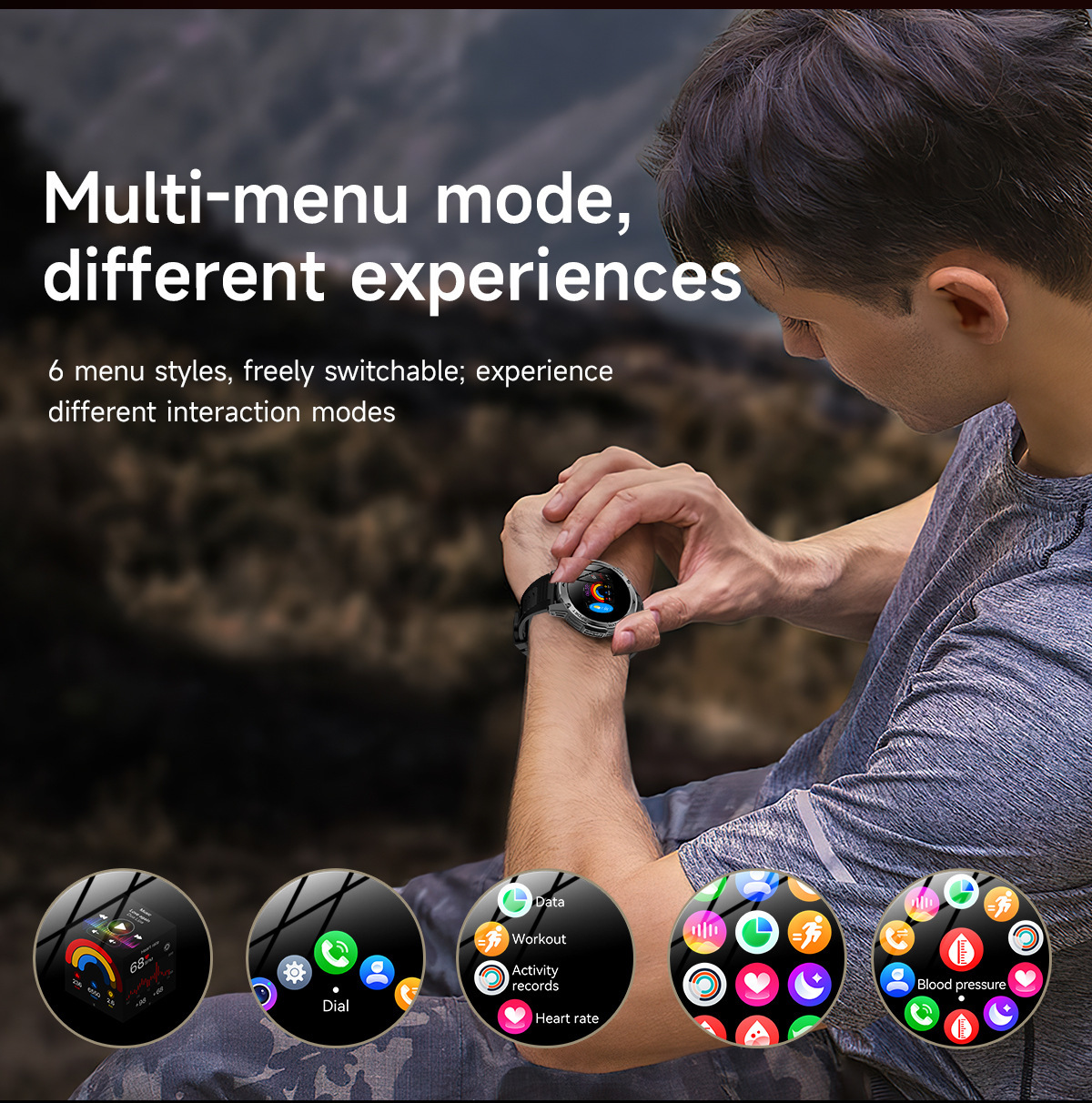 New Multi-Functional Large-Screen Disc Outdoor Smart Watch Flashlight detail image