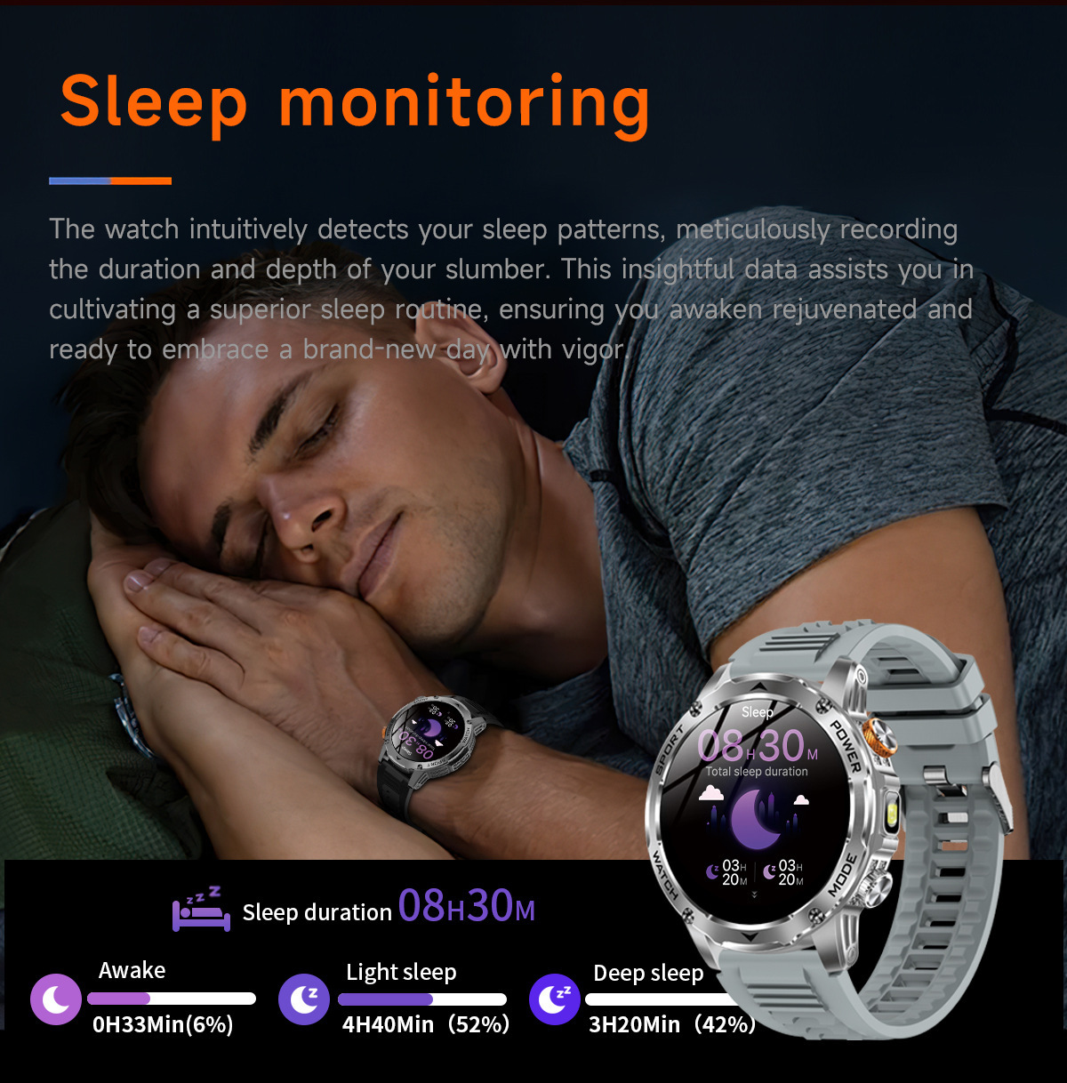 New Multi-Functional Large-Screen Disc Outdoor Smart Watch Flashlight detail image