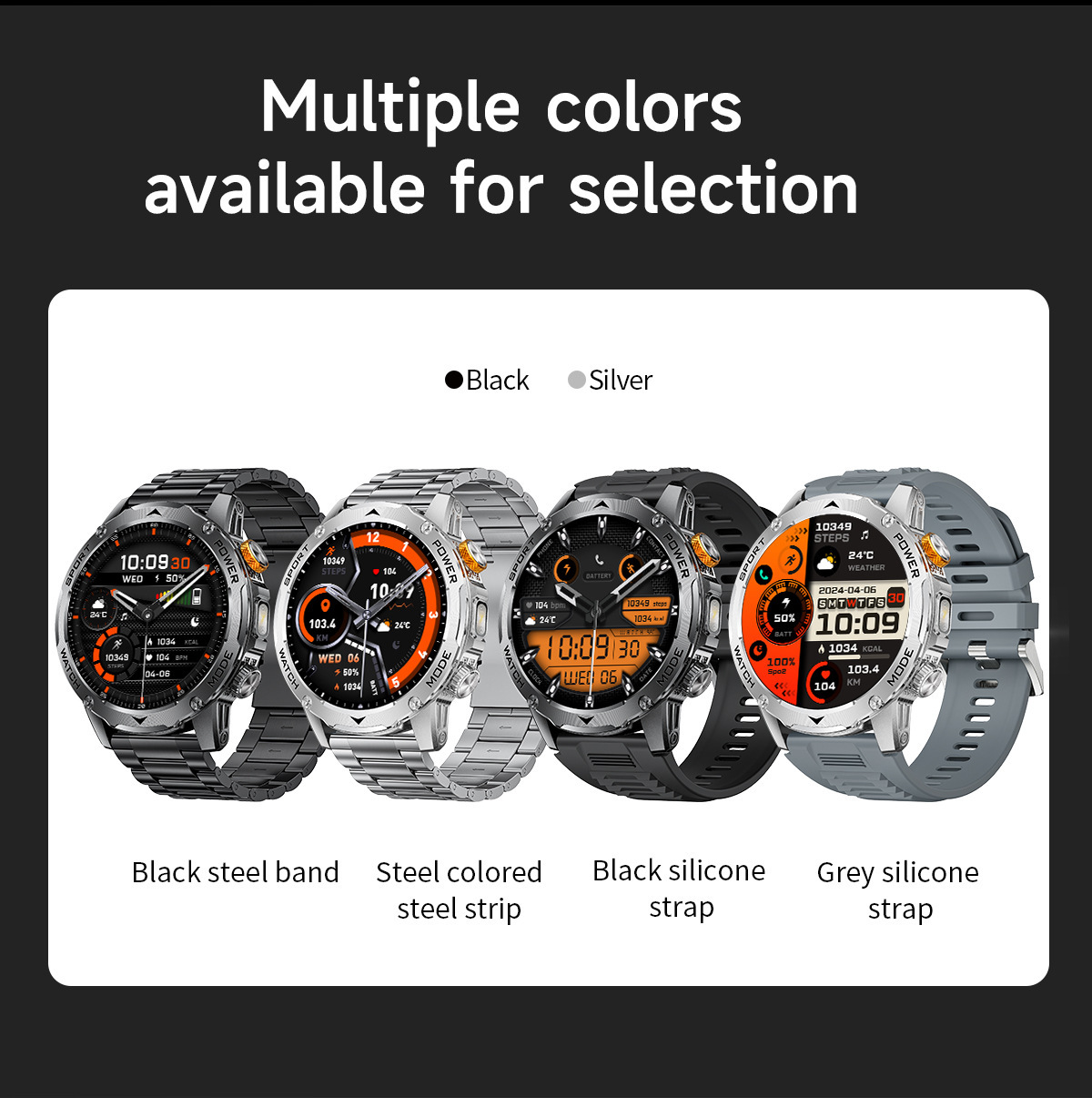 New Multi-Functional Large-Screen Disc Outdoor Smart Watch Flashlight detail image