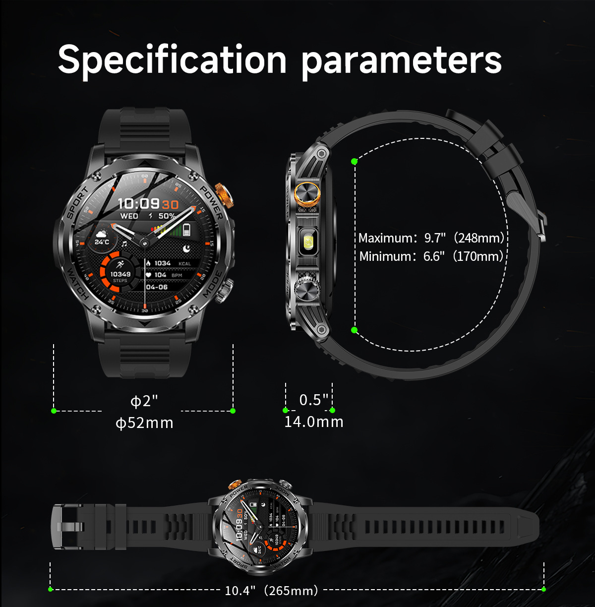 New Multi-Functional Large-Screen Disc Outdoor Smart Watch Flashlight detail image