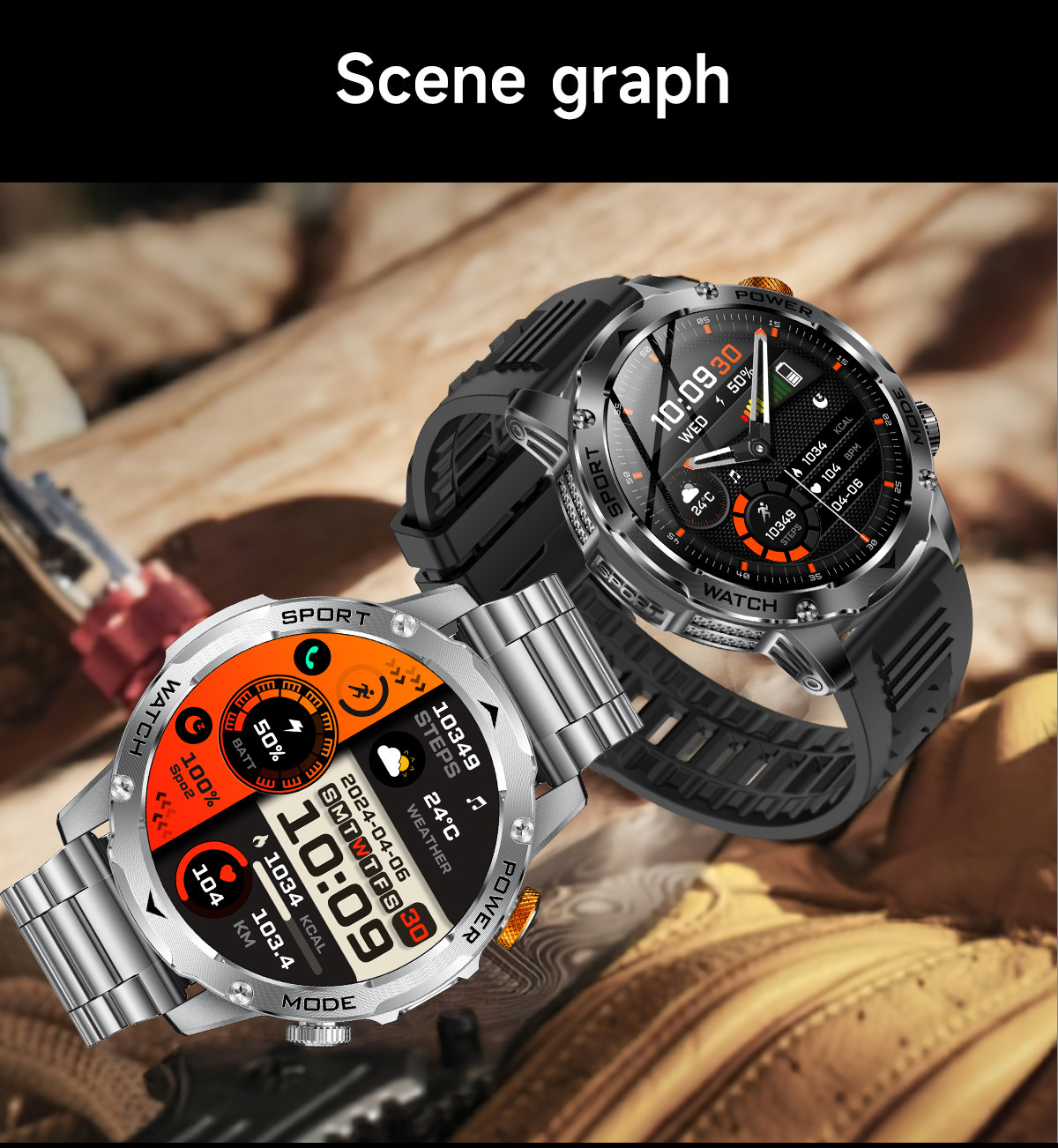New Multi-Functional Large-Screen Disc Outdoor Smart Watch Flashlight detail image